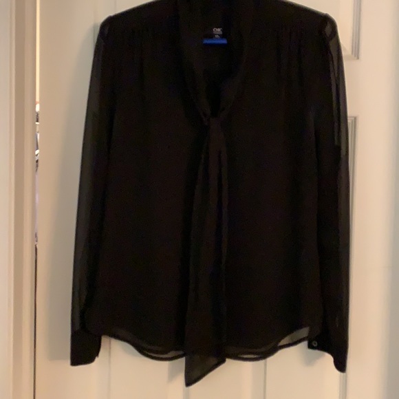 Jacob - Sheer Black Neck Tie Blouse - Size Small - Picture 3 of 6